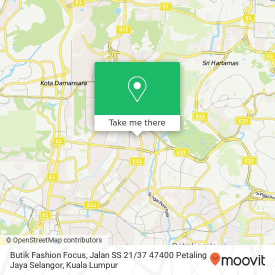 Peta Butik Fashion Focus, Jalan SS 21 / 37 47400 Petaling Jaya Selangor
