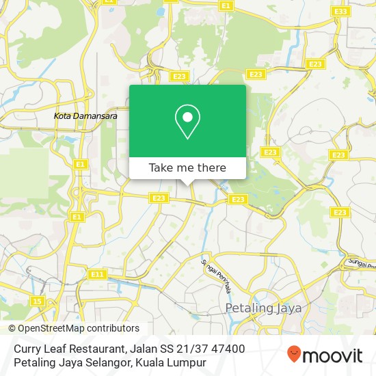 Peta Curry Leaf Restaurant, Jalan SS 21 / 37 47400 Petaling Jaya Selangor