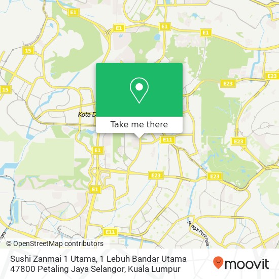 Peta Sushi Zanmai 1 Utama, 1 Lebuh Bandar Utama 47800 Petaling Jaya Selangor