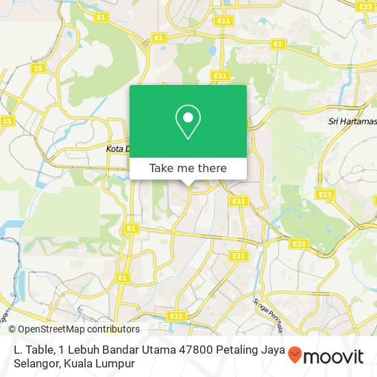 Peta L. Table, 1 Lebuh Bandar Utama 47800 Petaling Jaya Selangor