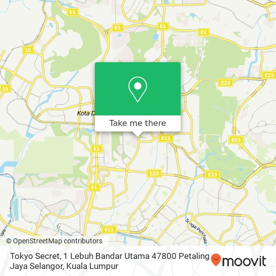 Peta Tokyo Secret, 1 Lebuh Bandar Utama 47800 Petaling Jaya Selangor