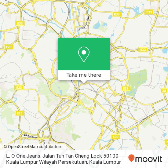 Peta L. O One Jeans, Jalan Tun Tan Cheng Lock 50100 Kuala Lumpur Wilayah Persekutuan