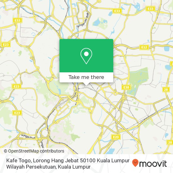 Peta Kafe Togo, Lorong Hang Jebat 50100 Kuala Lumpur Wilayah Persekutuan