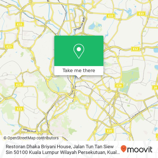 Peta Restoran Dhaka Briyani House, Jalan Tun Tan Siew Sin 50100 Kuala Lumpur Wilayah Persekutuan