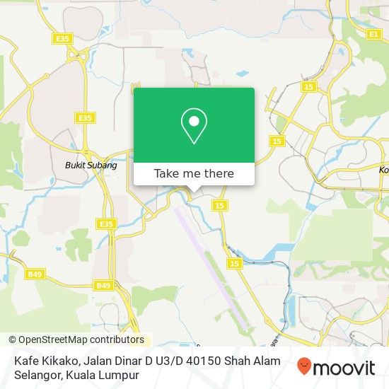 Peta Kafe Kikako, Jalan Dinar D U3 / D 40150 Shah Alam Selangor