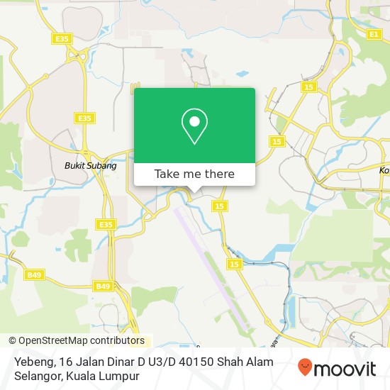 Peta Yebeng, 16 Jalan Dinar D U3 / D 40150 Shah Alam Selangor