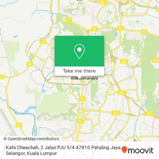 Peta Kafe Cheechah, 2 Jalan PJU 5 / 4 47810 Petaling Jaya Selangor
