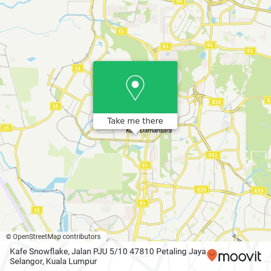 Peta Kafe Snowflake, Jalan PJU 5 / 10 47810 Petaling Jaya Selangor