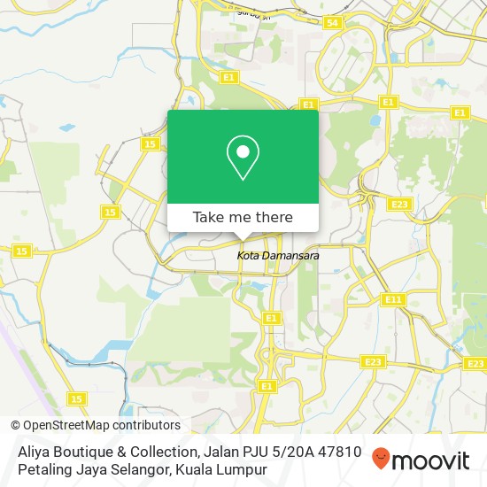 Aliya Boutique & Collection, Jalan PJU 5 / 20A 47810 Petaling Jaya Selangor map