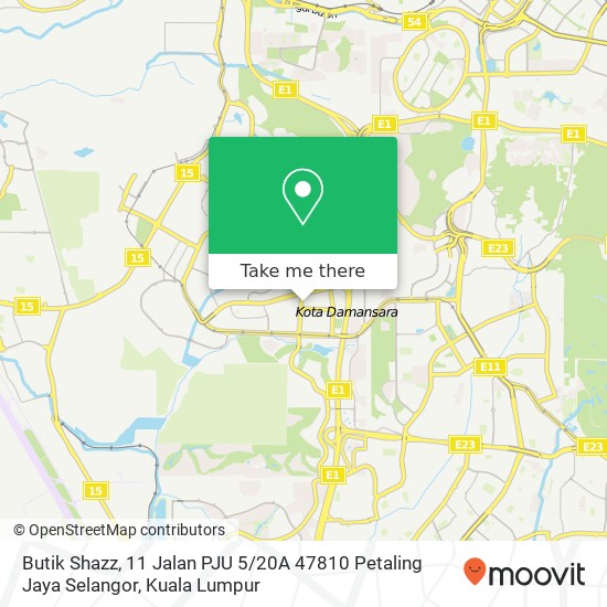 Peta Butik Shazz, 11 Jalan PJU 5 / 20A 47810 Petaling Jaya Selangor