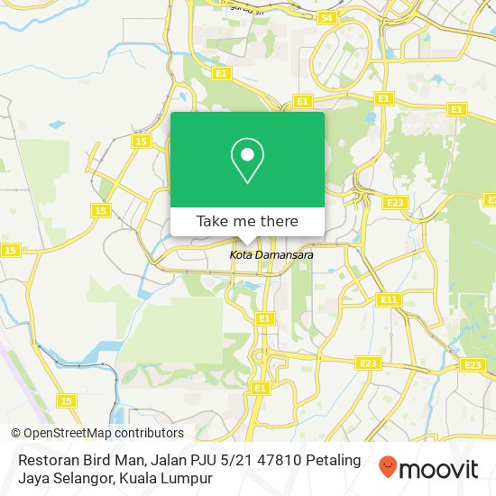 Peta Restoran Bird Man, Jalan PJU 5 / 21 47810 Petaling Jaya Selangor