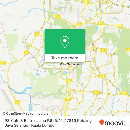 98' Cafe & Bistro, Jalan PJU 5 / 11 47810 Petaling Jaya Selangor map