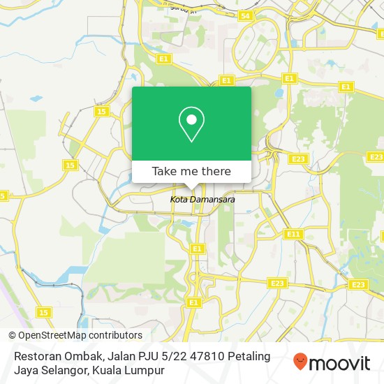 Peta Restoran Ombak, Jalan PJU 5 / 22 47810 Petaling Jaya Selangor