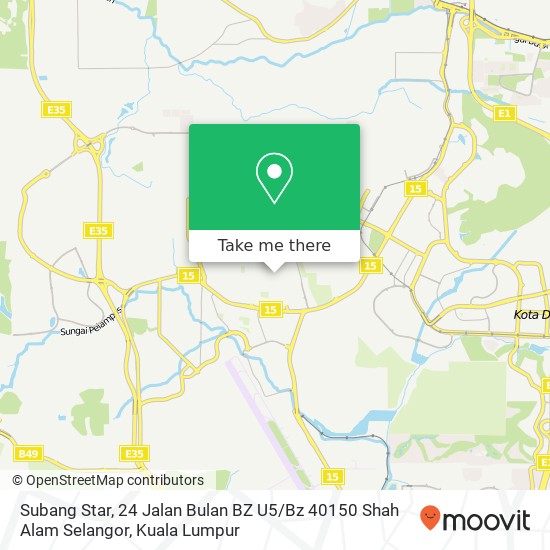 Subang Star, 24 Jalan Bulan BZ U5 / Bz 40150 Shah Alam Selangor map