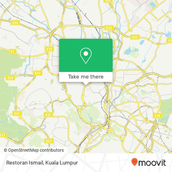Peta Restoran Ismail, Lebuhraya Sultan Iskandar Kuala Lumpur Wilayah Persekutuan