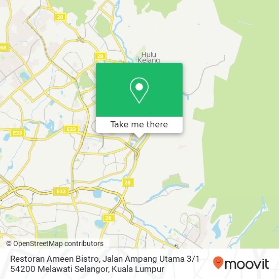 Peta Restoran Ameen Bistro, Jalan Ampang Utama 3 / 1 54200 Melawati Selangor