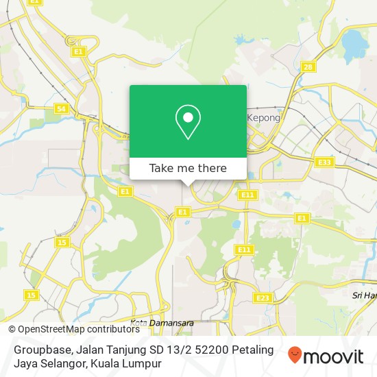 Peta Groupbase, Jalan Tanjung SD 13 / 2 52200 Petaling Jaya Selangor