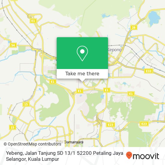 Peta Yebeng, Jalan Tanjung SD 13 / 1 52200 Petaling Jaya Selangor