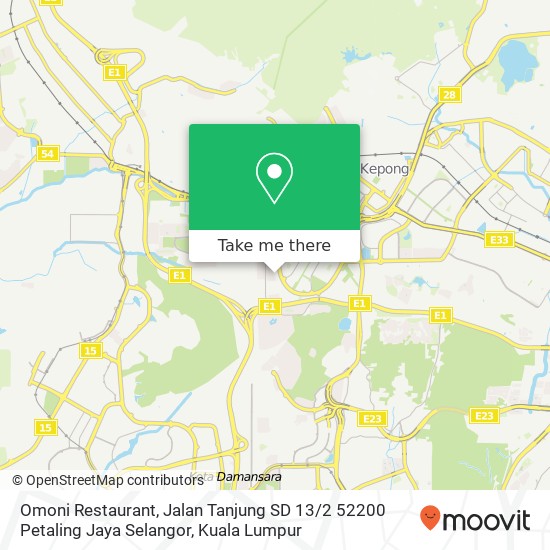 Peta Omoni Restaurant, Jalan Tanjung SD 13 / 2 52200 Petaling Jaya Selangor