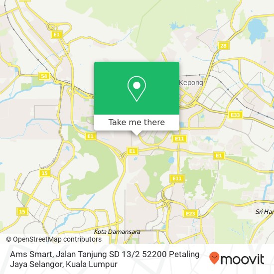 Peta Ams Smart, Jalan Tanjung SD 13 / 2 52200 Petaling Jaya Selangor