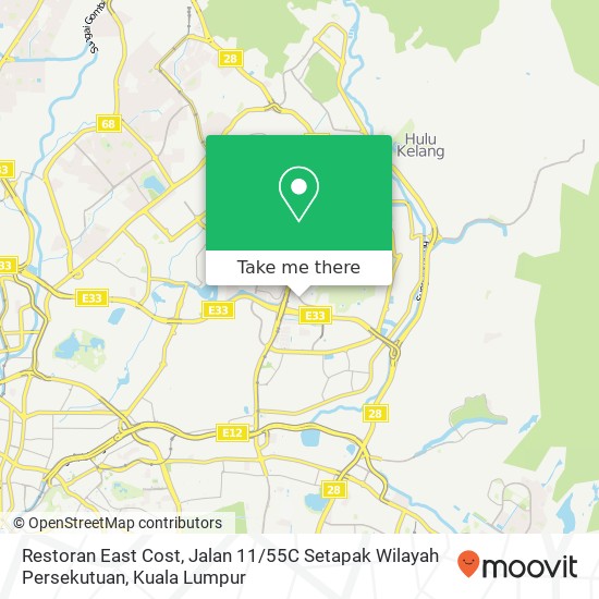 Peta Restoran East Cost, Jalan 11 / 55C Setapak Wilayah Persekutuan