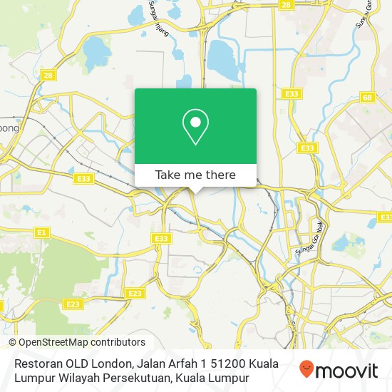 Peta Restoran OLD London, Jalan Arfah 1 51200 Kuala Lumpur Wilayah Persekutuan