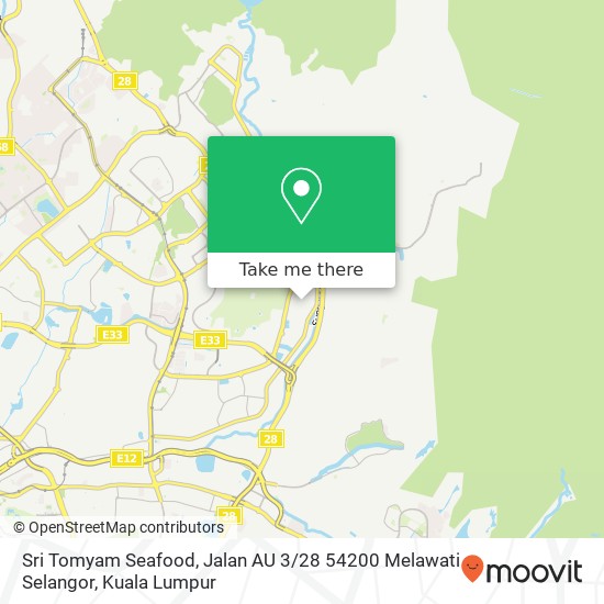 Peta Sri Tomyam Seafood, Jalan AU 3 / 28 54200 Melawati Selangor