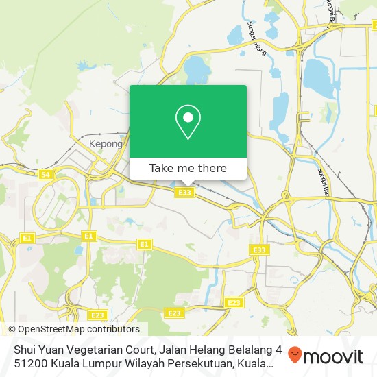 Peta Shui Yuan Vegetarian Court, Jalan Helang Belalang 4 51200 Kuala Lumpur Wilayah Persekutuan