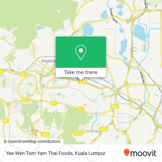 Peta Yee Wen Tom Yam Thai Foods, Jalan Helang Merah 52100 Kuala Lumpur Wilayah Persekutuan
