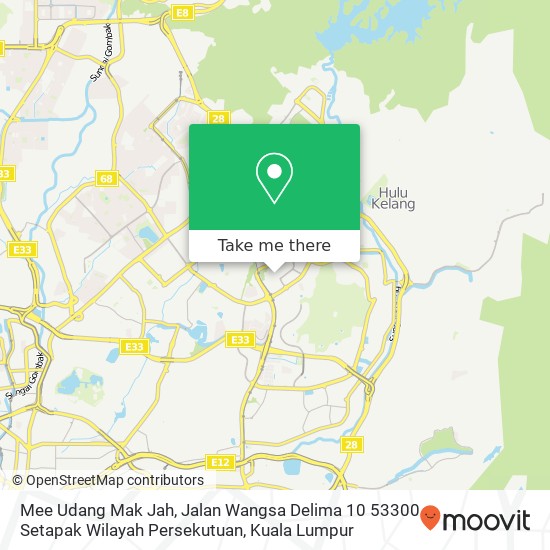 Peta Mee Udang Mak Jah, Jalan Wangsa Delima 10 53300 Setapak Wilayah Persekutuan