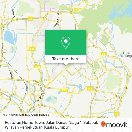 Peta Restoran Home Town, Jalan Danau Niaga 1 Setapak Wilayah Persekutuan