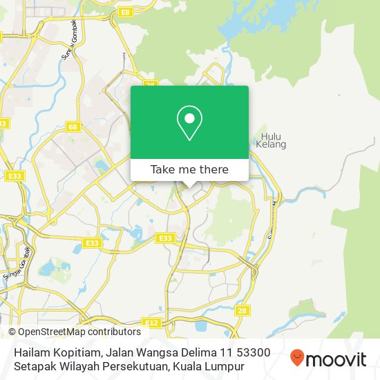 Peta Hailam Kopitiam, Jalan Wangsa Delima 11 53300 Setapak Wilayah Persekutuan