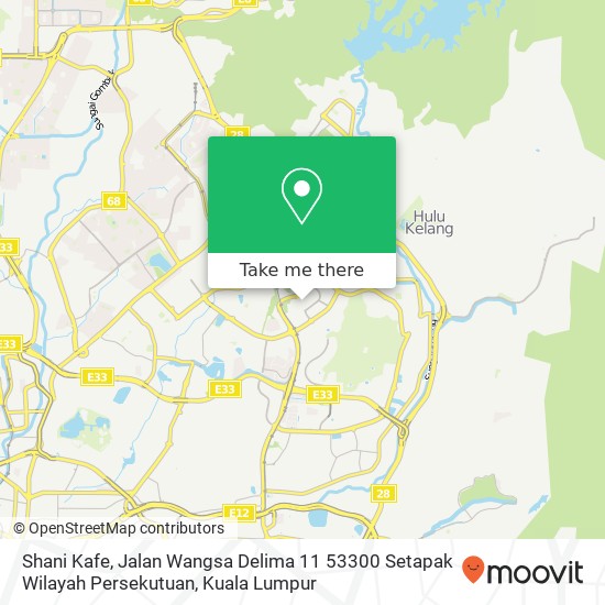 Peta Shani Kafe, Jalan Wangsa Delima 11 53300 Setapak Wilayah Persekutuan