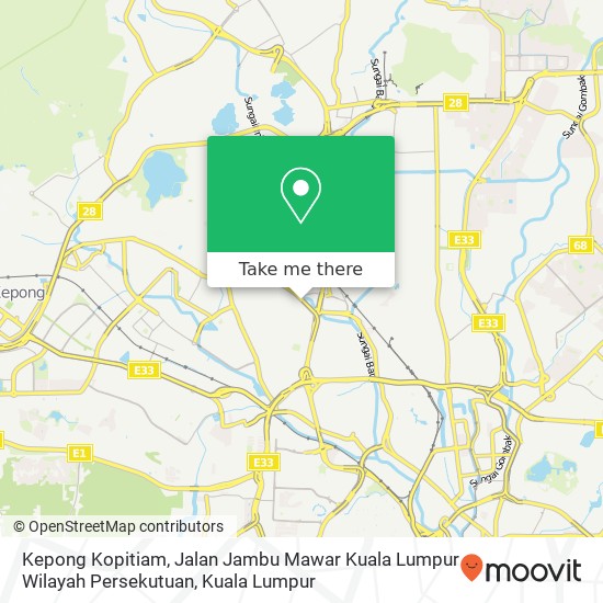 Peta Kepong Kopitiam, Jalan Jambu Mawar Kuala Lumpur Wilayah Persekutuan