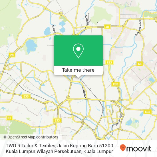 Peta TWO R Tailor & Textiles, Jalan Kepong Baru 51200 Kuala Lumpur Wilayah Persekutuan