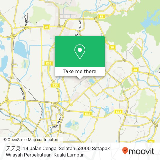 Peta 天天見, 14 Jalan Cengal Selatan 53000 Setapak Wilayah Persekutuan