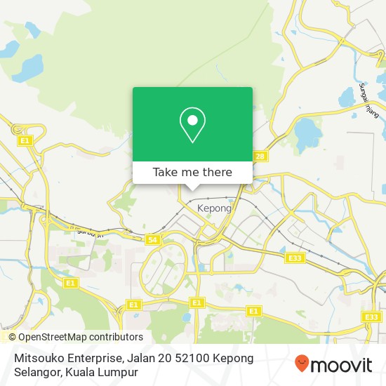 Peta Mitsouko Enterprise, Jalan 20 52100 Kepong Selangor