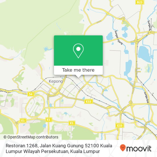 Restoran 1268, Jalan Kuang Gunung 52100 Kuala Lumpur Wilayah Persekutuan map