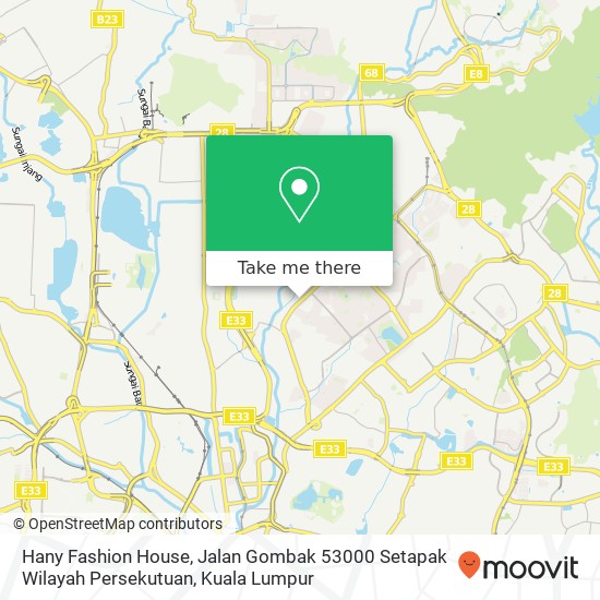 Peta Hany Fashion House, Jalan Gombak 53000 Setapak Wilayah Persekutuan