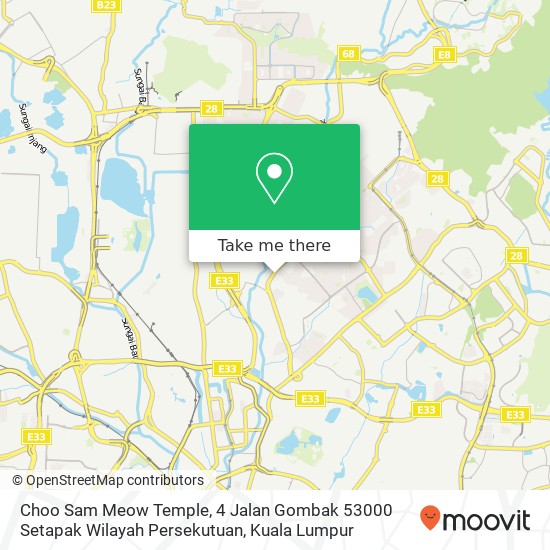 Peta Choo Sam Meow Temple, 4 Jalan Gombak 53000 Setapak Wilayah Persekutuan