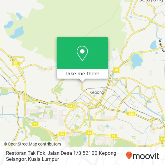 Restoran Tak Fok, Jalan Desa 1 / 3 52100 Kepong Selangor map
