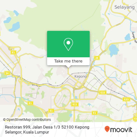 Peta Restoran 999, Jalan Desa 1 / 3 52100 Kepong Selangor
