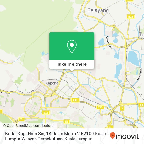 Kedai Kopi Nam Sin, 1A Jalan Metro 2 52100 Kuala Lumpur Wilayah Persekutuan map