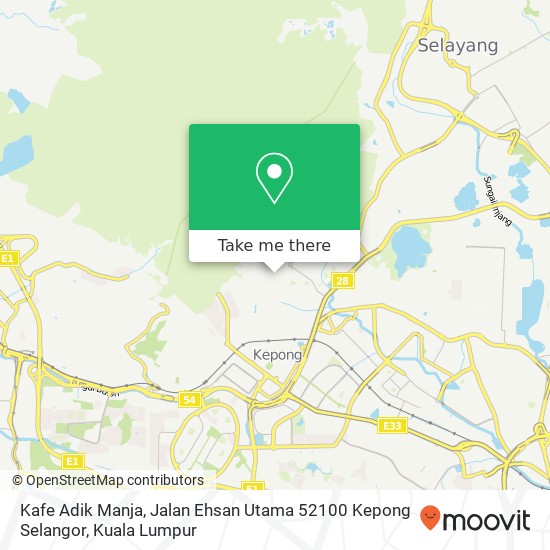 Peta Kafe Adik Manja, Jalan Ehsan Utama 52100 Kepong Selangor