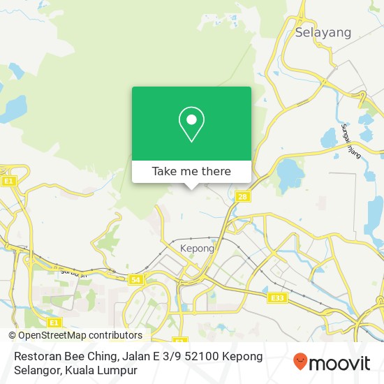 Peta Restoran Bee Ching, Jalan E 3 / 9 52100 Kepong Selangor
