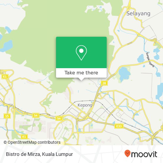 Peta Bistro de Mirza, 2372 Jalan E 3 / 10 52100 Kepong Selangor