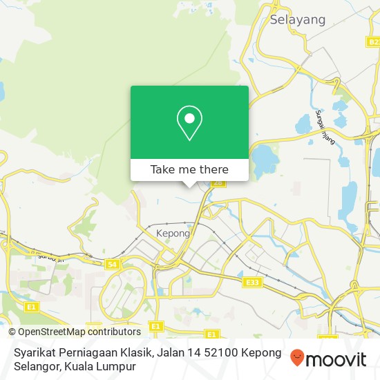 Peta Syarikat Perniagaan Klasik, Jalan 14 52100 Kepong Selangor
