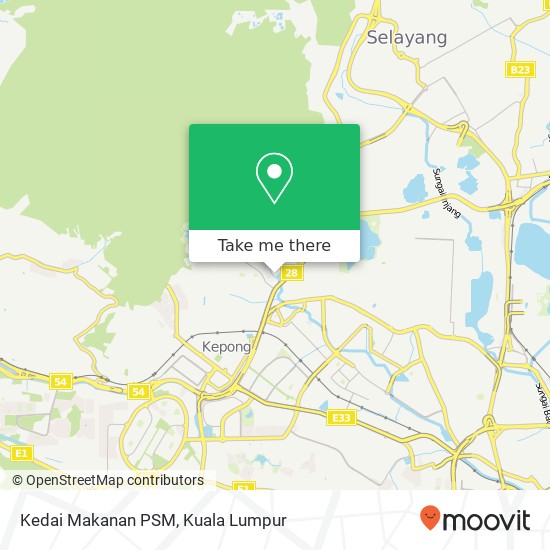 Peta Kedai Makanan PSM, Jalan E 5 / 14 52100 Kepong Selangor