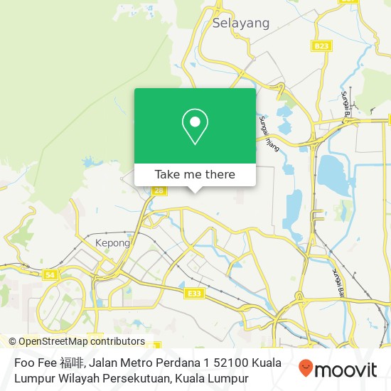 Foo Fee 福啡, Jalan Metro Perdana 1 52100 Kuala Lumpur Wilayah Persekutuan map