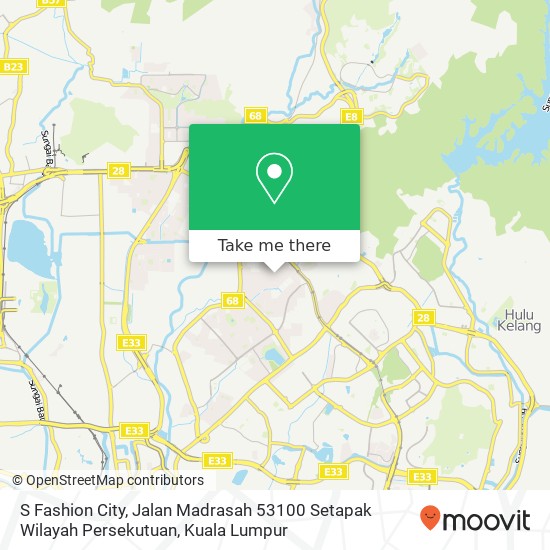 Peta S Fashion City, Jalan Madrasah 53100 Setapak Wilayah Persekutuan